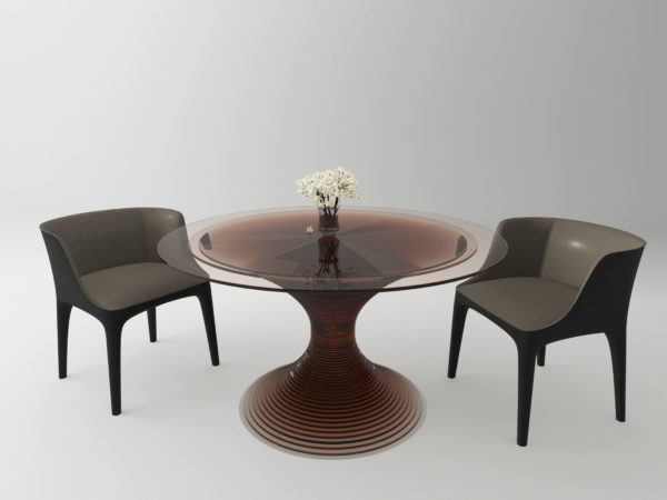 Double Vortex Glass Coffee Table without interior