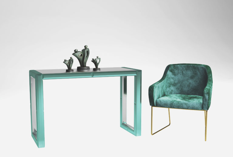 Aureole Mirrored Console Table without interior